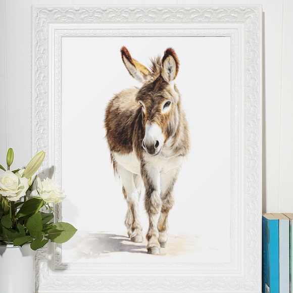 Watercolor Donkey Wall Art Print, Unframed - Charming Farmhouse Decor - Picture 6 of 6